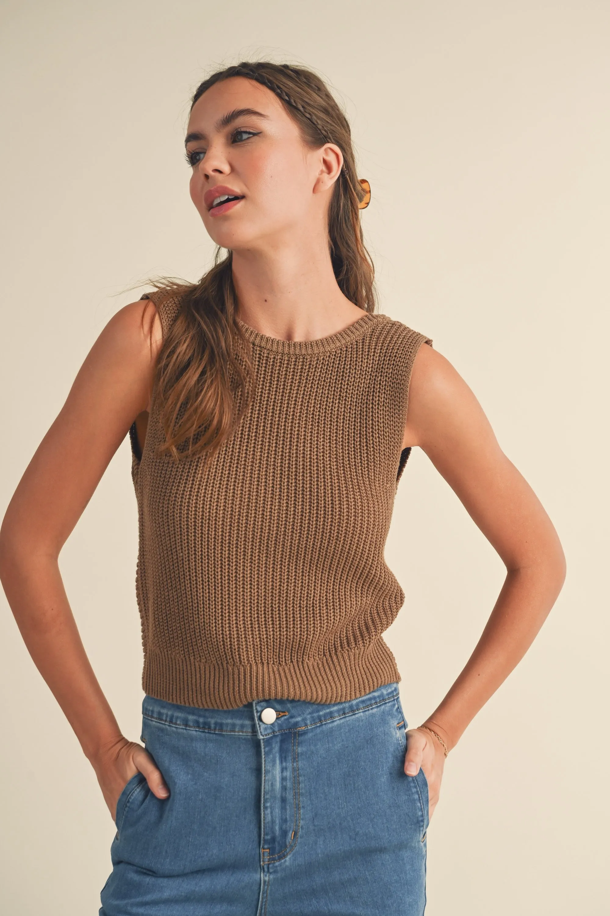 Camilla Twisted on Back Knit High Neck Top
