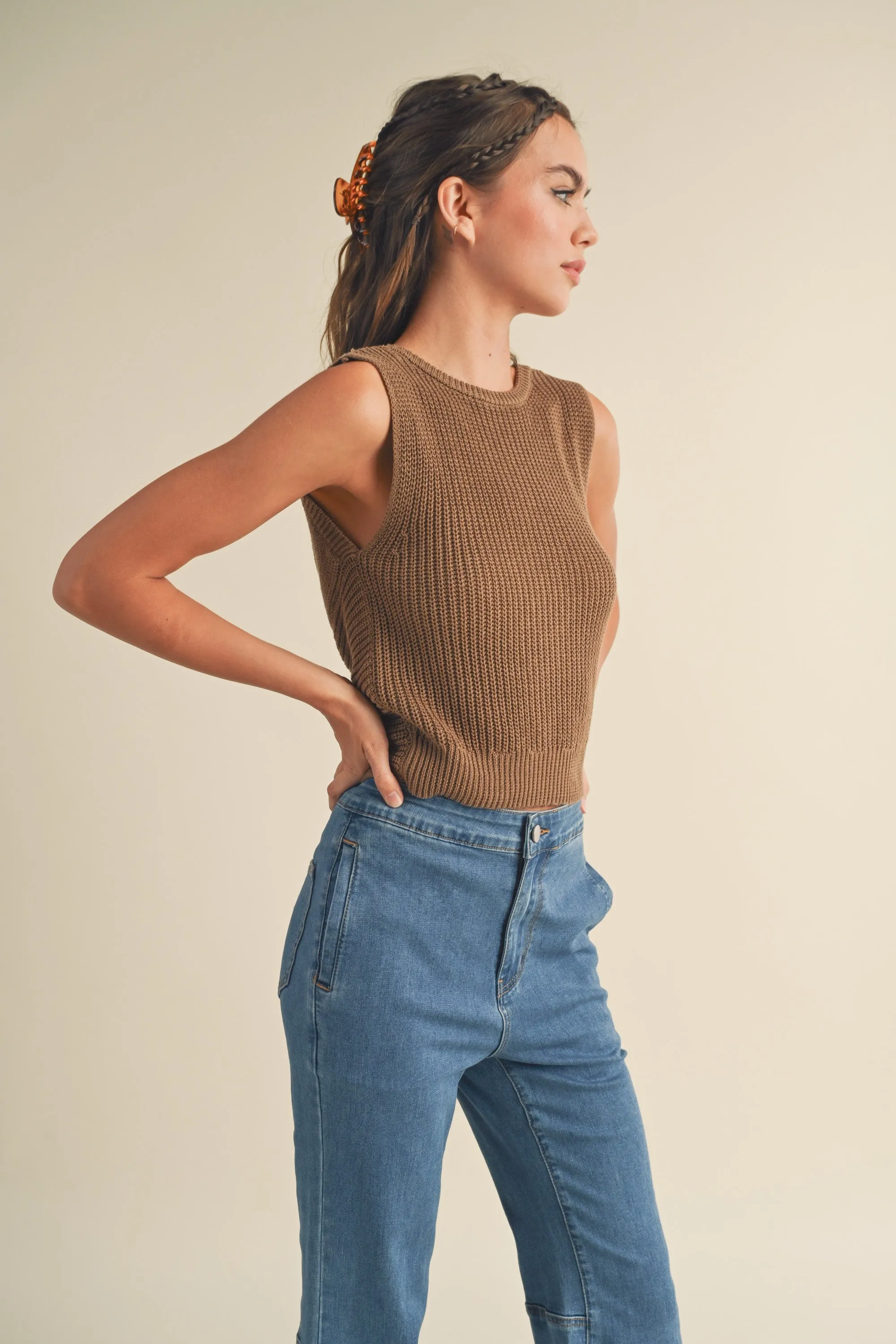 Camilla Twisted on Back Knit High Neck Top