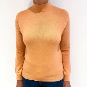 Cantaloupe Orange Cashmere Turtle Neck Jumper Medium