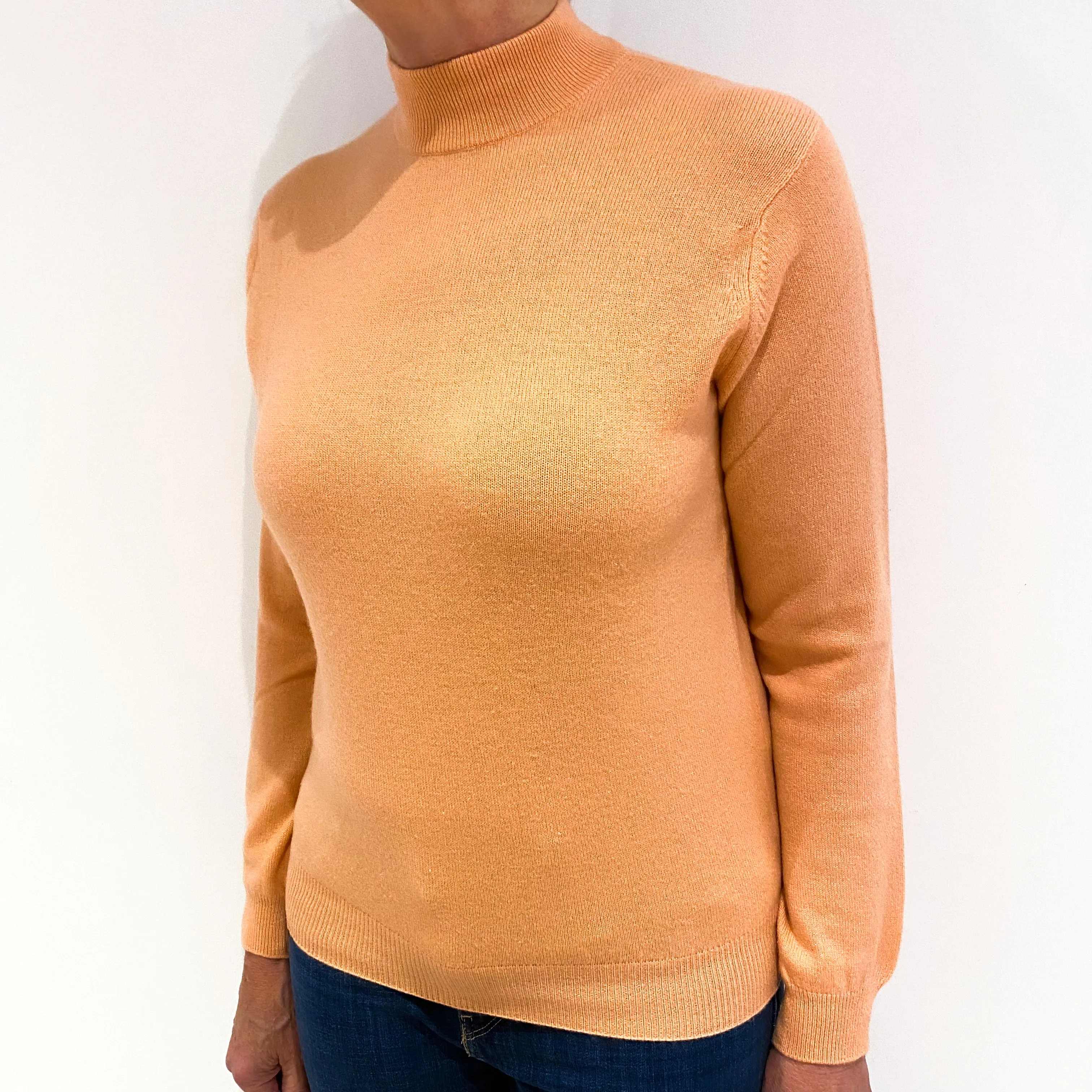 Cantaloupe Orange Cashmere Turtle Neck Jumper Medium