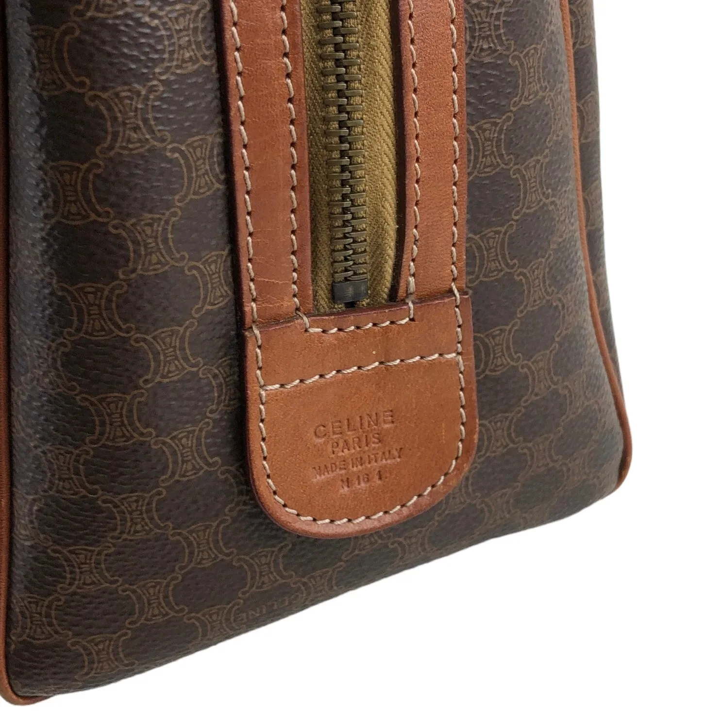 CELINE Macadam Blason Small Boston bag Brown Vintage vyeix4