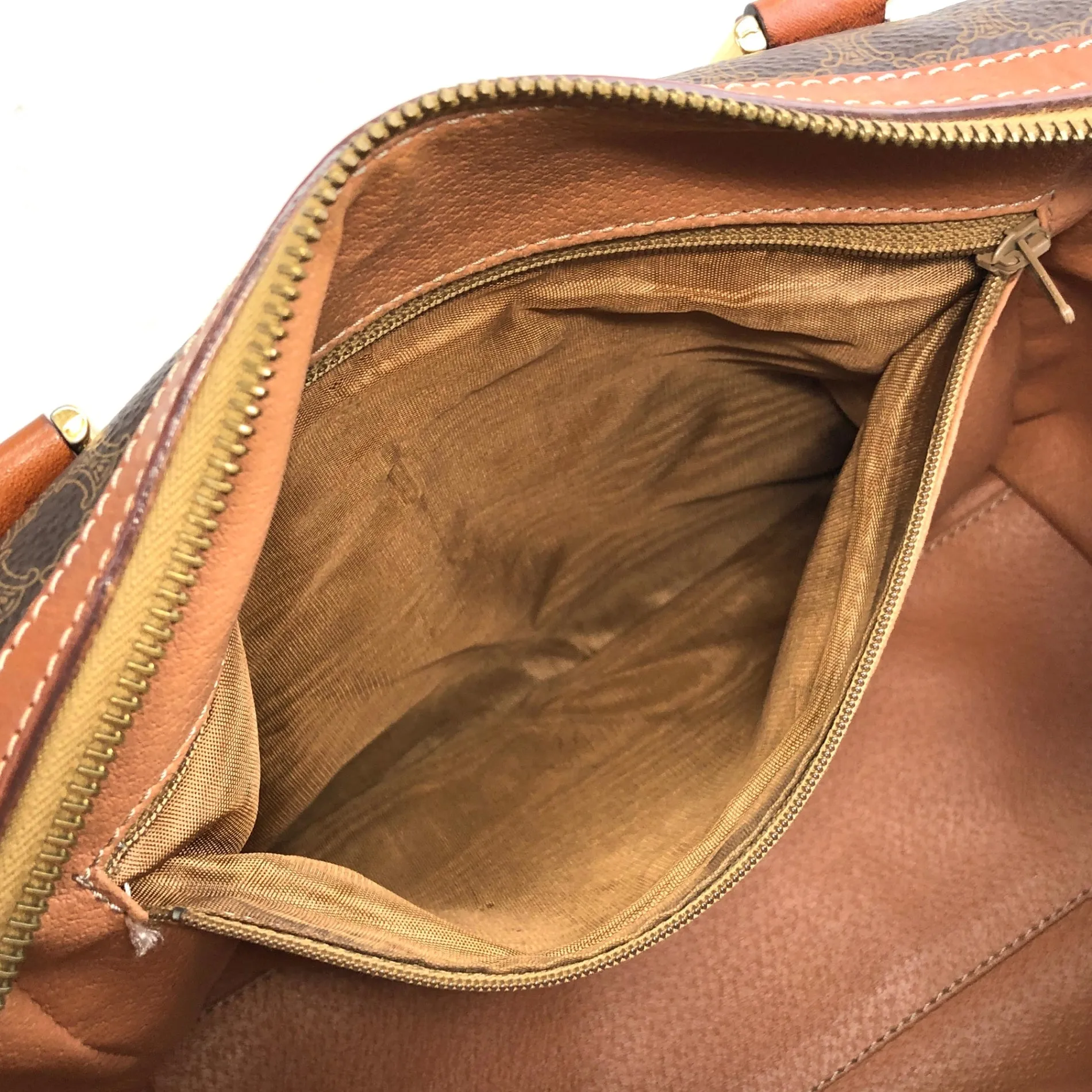 CELINE Macadam Blason Small Boston bag Brown Vintage vyeix4