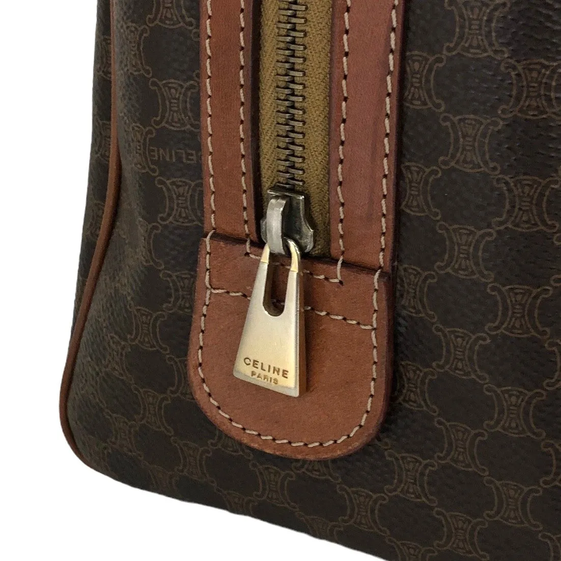 CELINE Macadam Blason Small Boston bag Brown Vintage vyeix4
