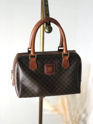 CELINE Macadam Blason Small Boston bag Brown Vintage vyeix4