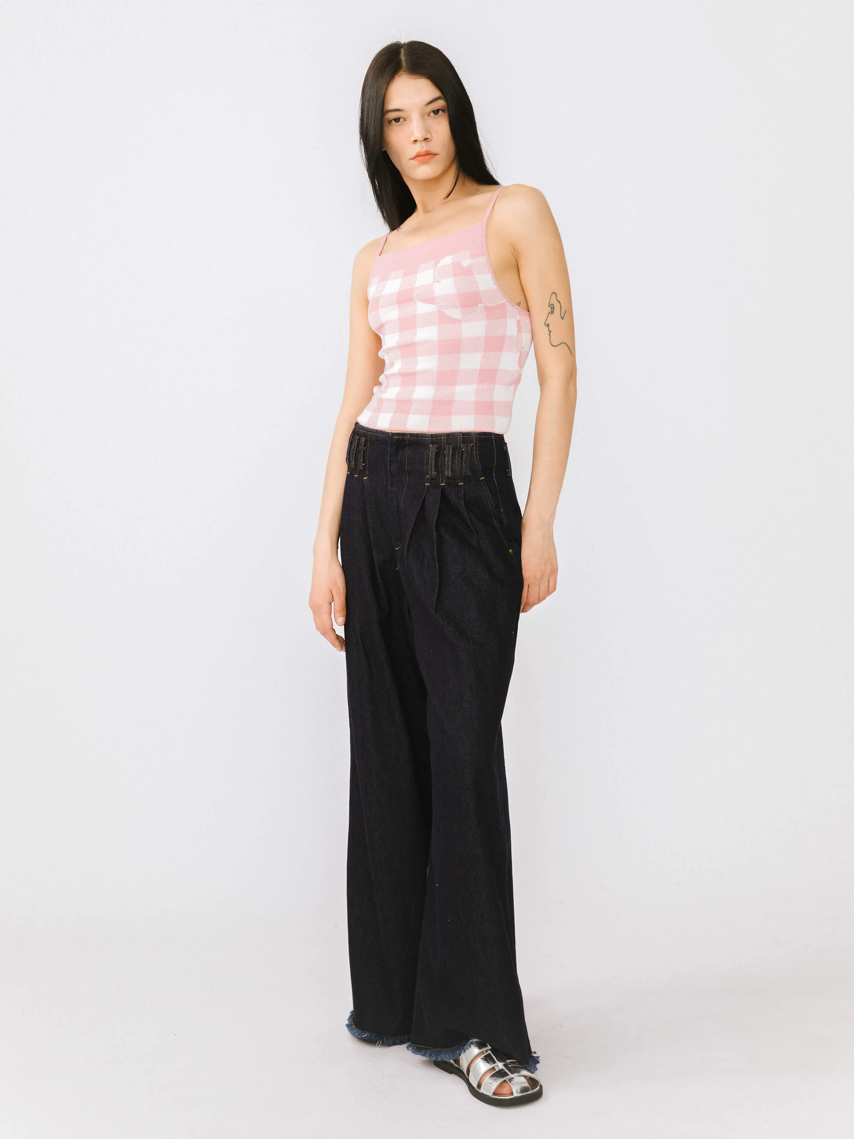Checkered Knit Camisole top