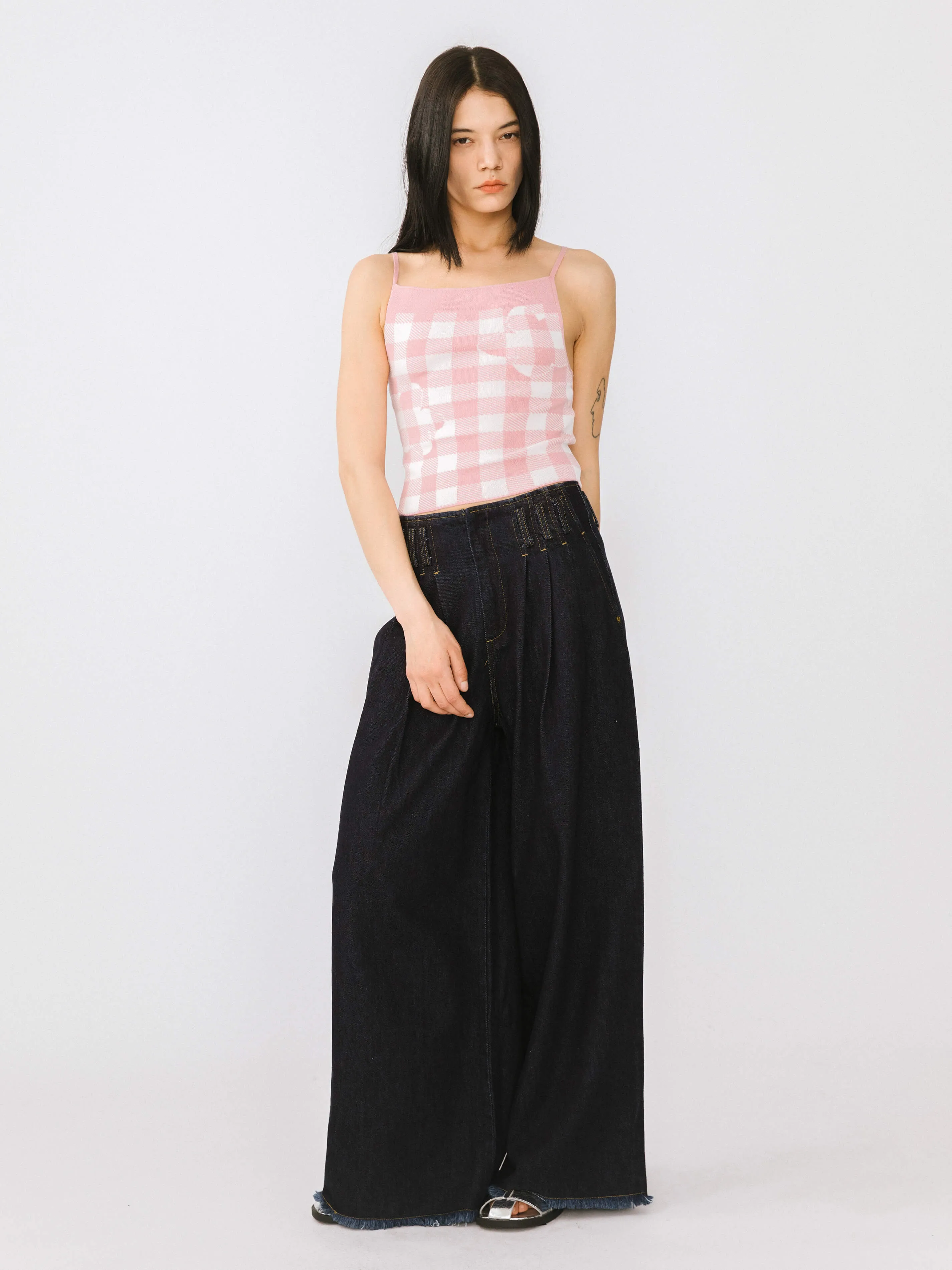 Checkered Knit Camisole top
