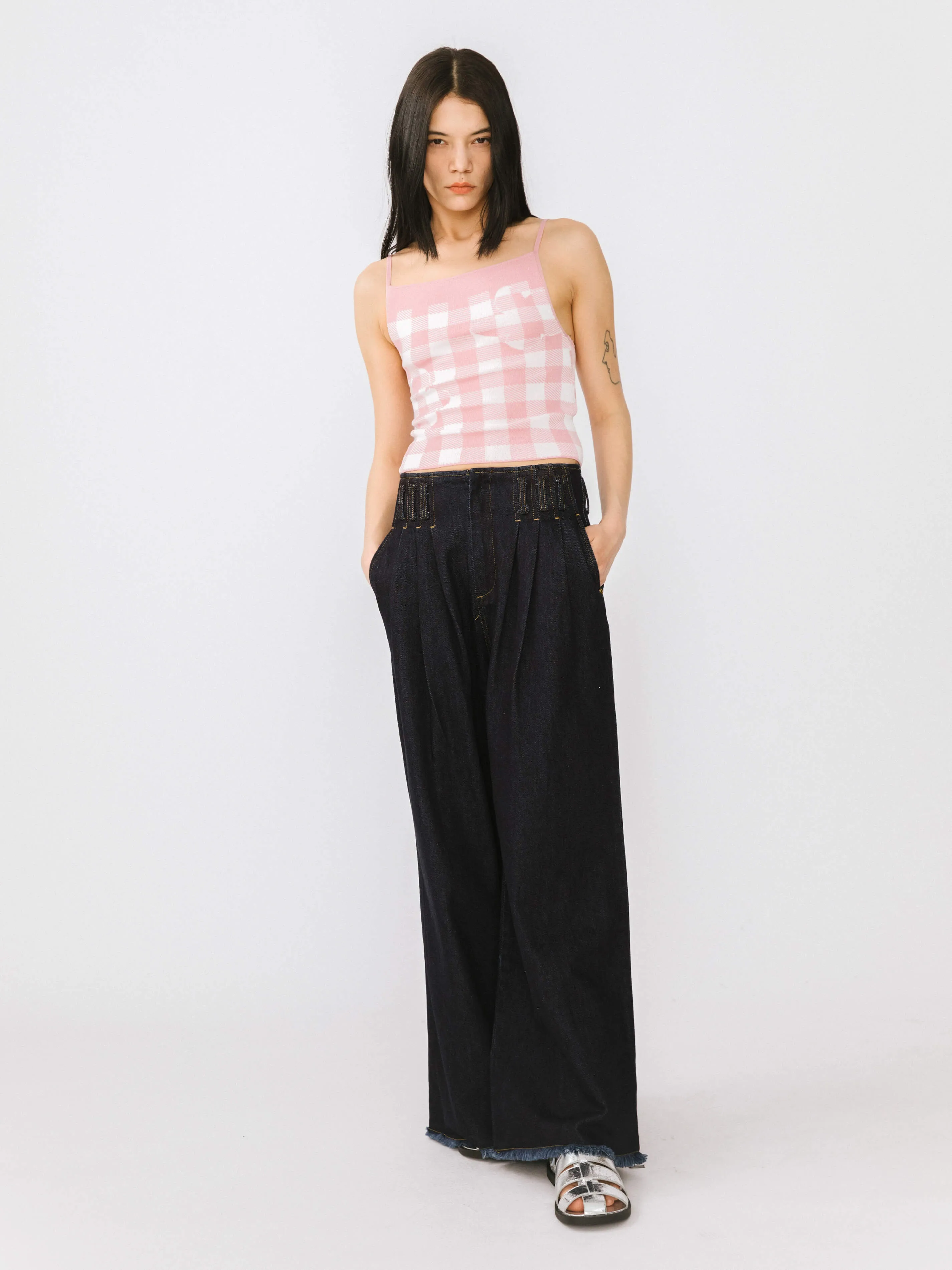 Checkered Knit Camisole top