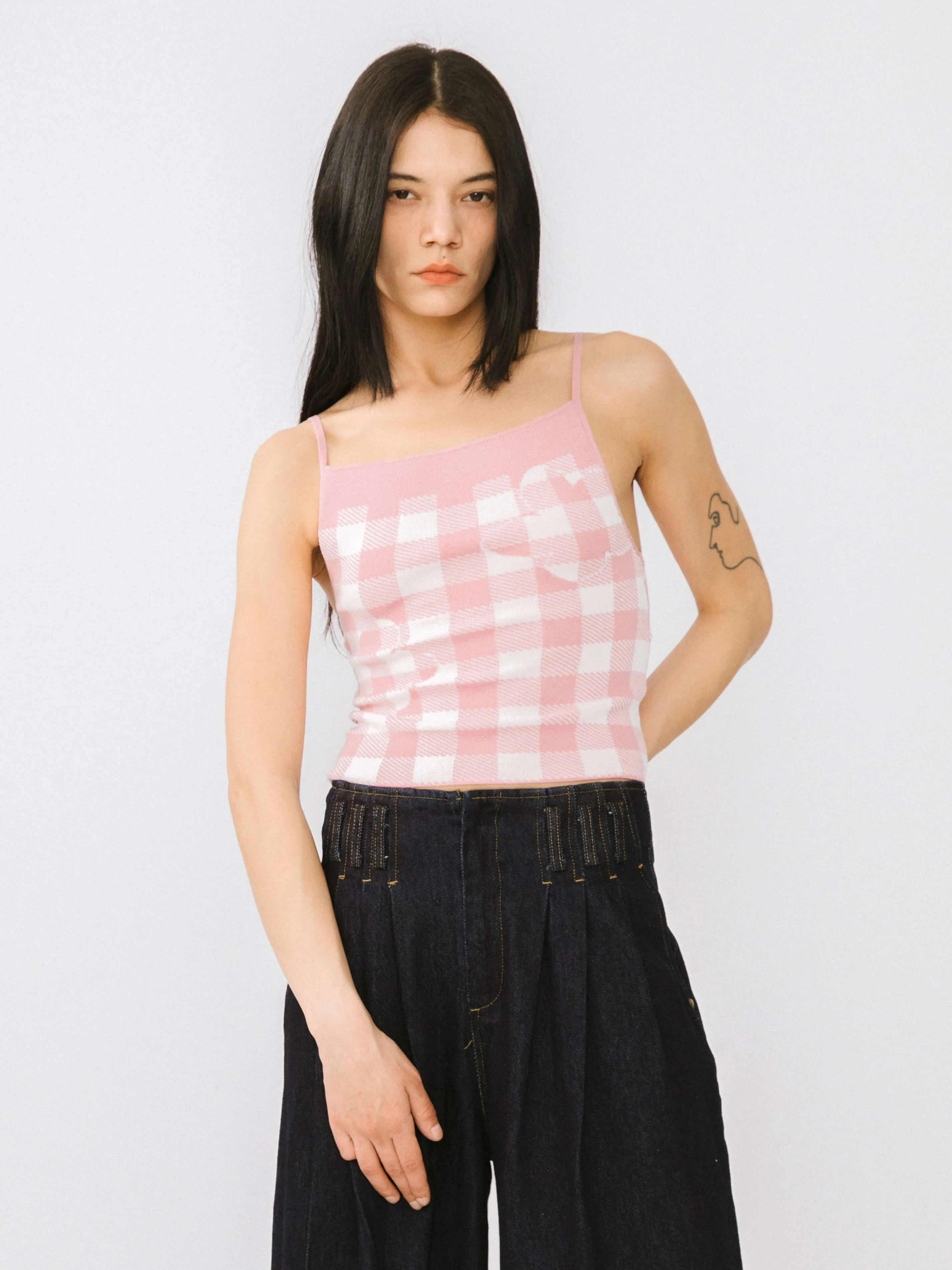 Checkered Knit Camisole top
