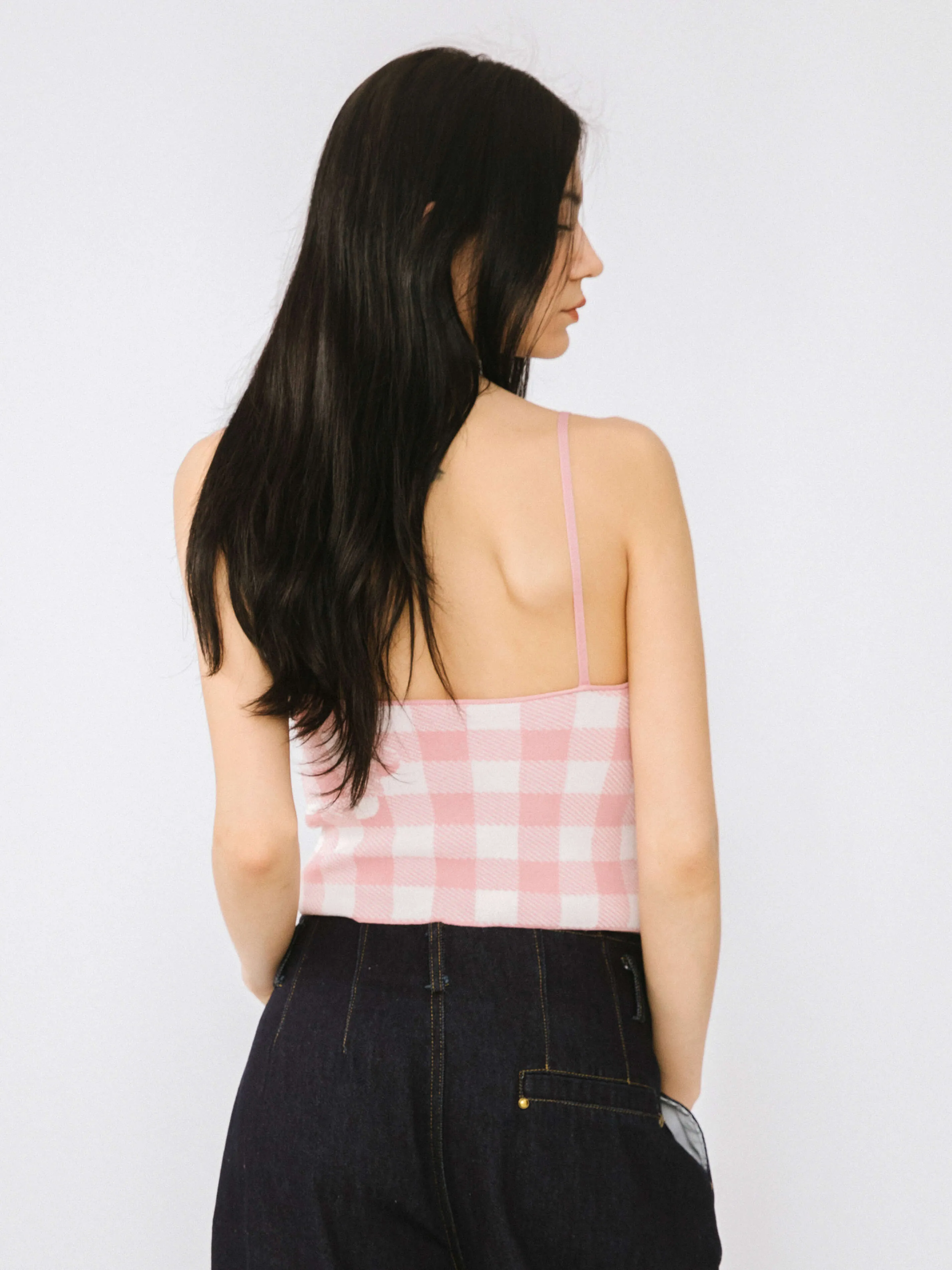 Checkered Knit Camisole top