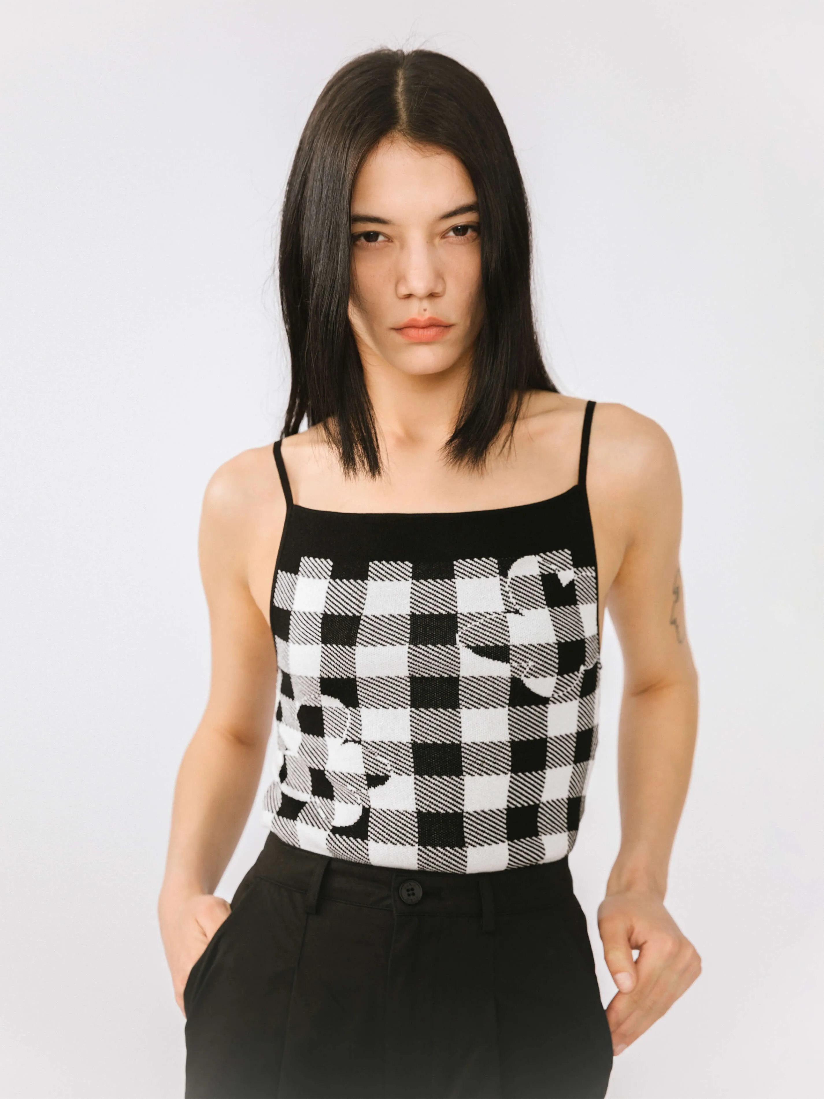 Checkered Knit Camisole top