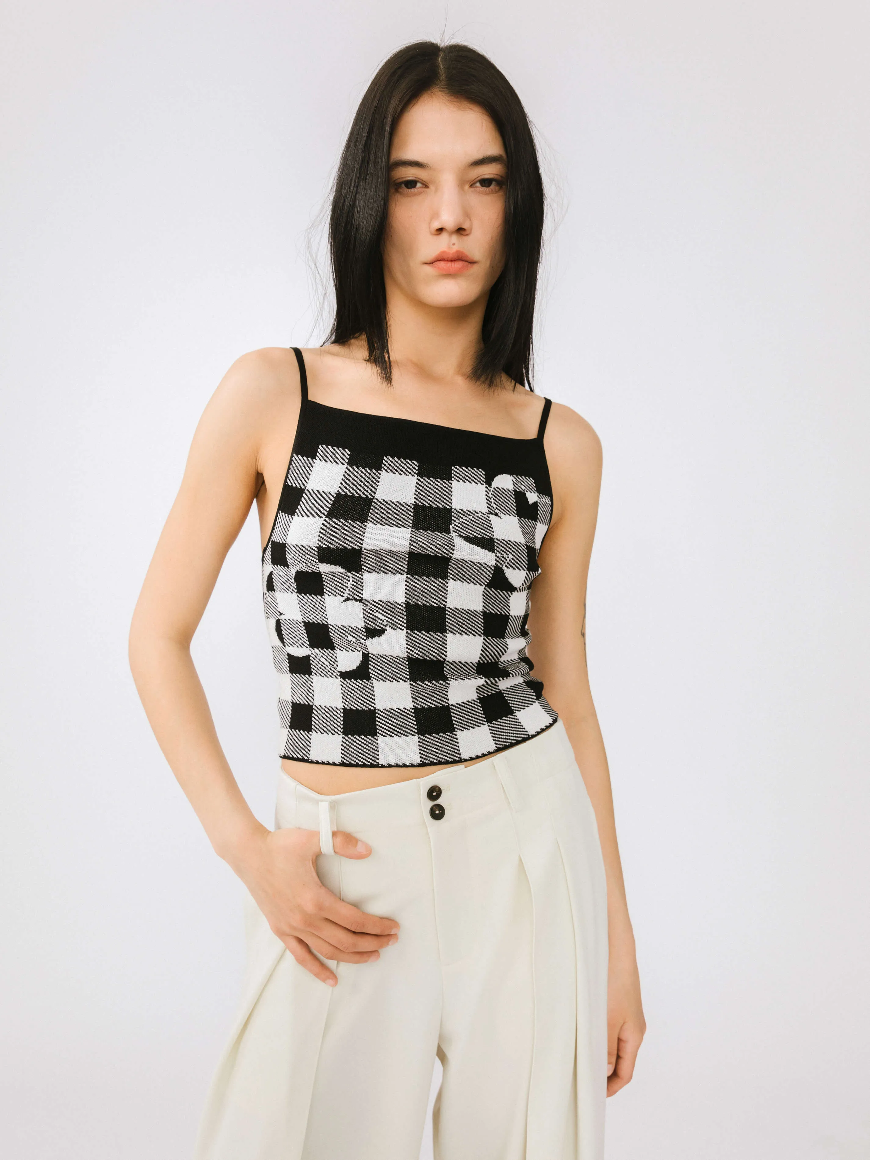 Checkered Knit Camisole top