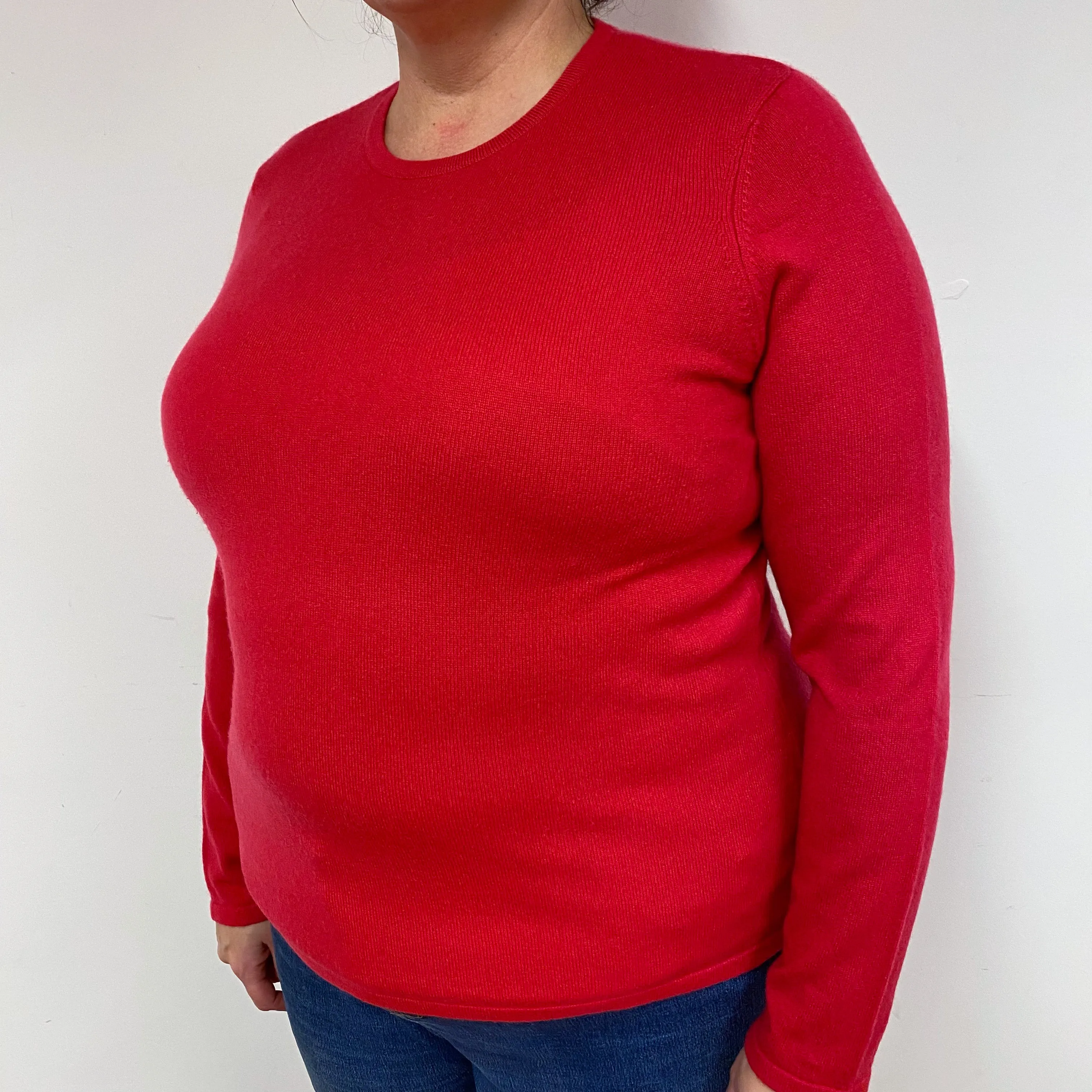 Cherry Pink Cashmere Crew Neck Jumper Extra Large