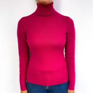 Cherry Pink Cashmere Polo Neck Jumper Small