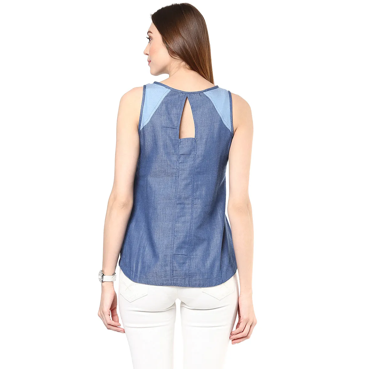 Chic Chambray Top Blue