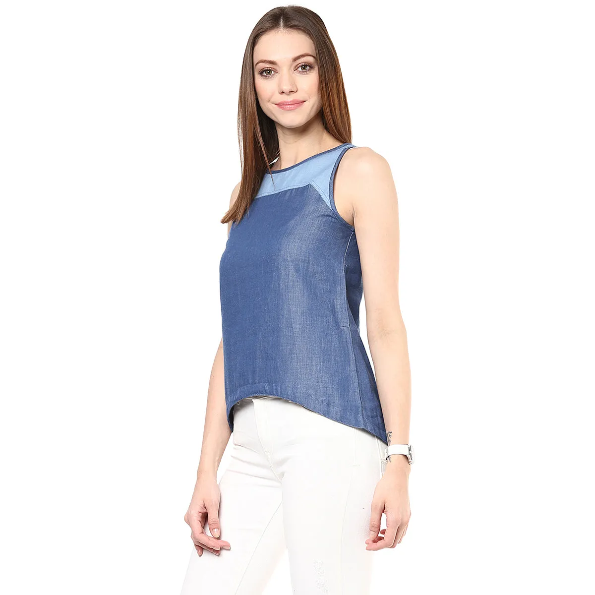 Chic Chambray Top Blue