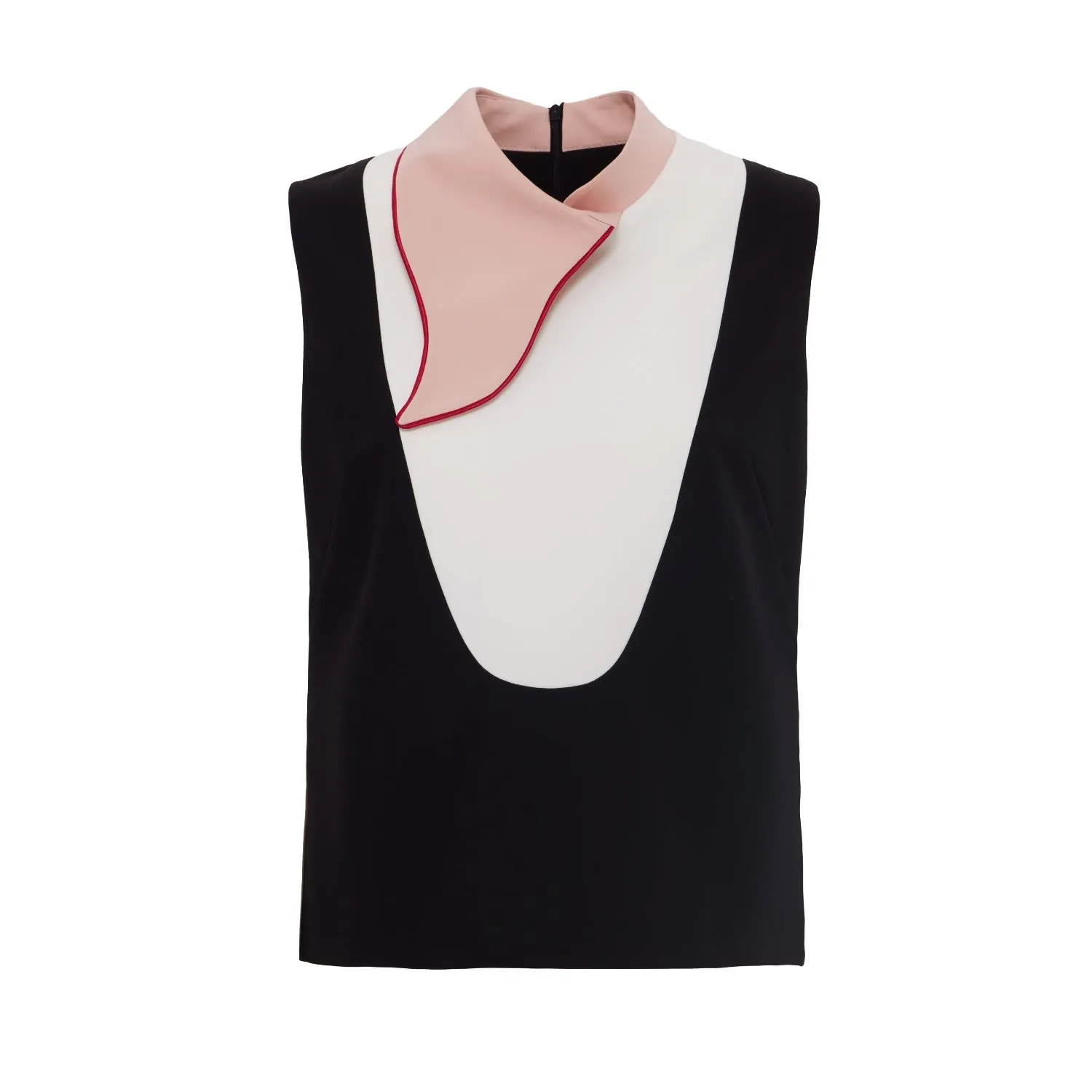 Chic Formal Sleeveless Top With Unique Collar Pink