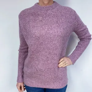 Chunky Magenta Pink Marl Cashmere Crew Neck Jumper Medium