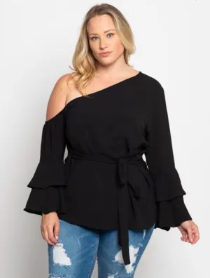 Cold Shoulder Ruffle Top
