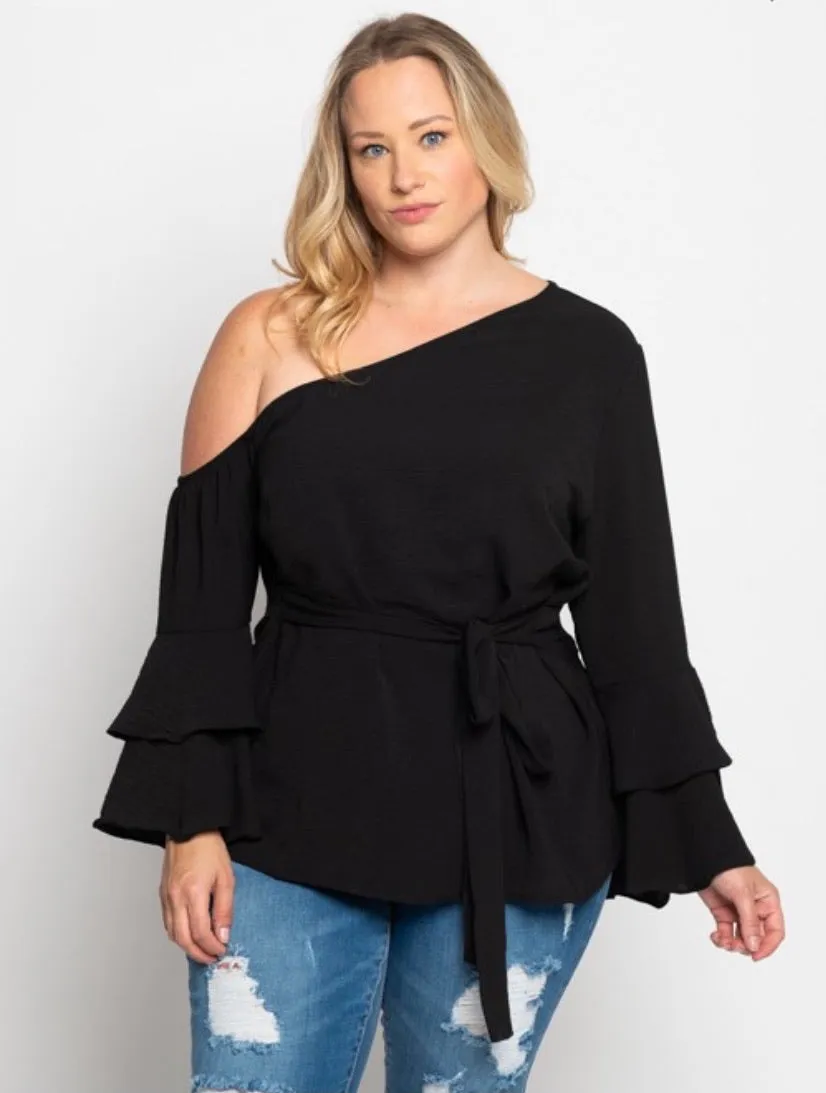 Cold Shoulder Ruffle Top