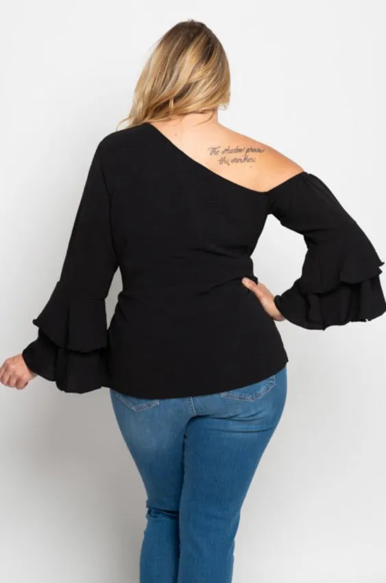 Cold Shoulder Ruffle Top
