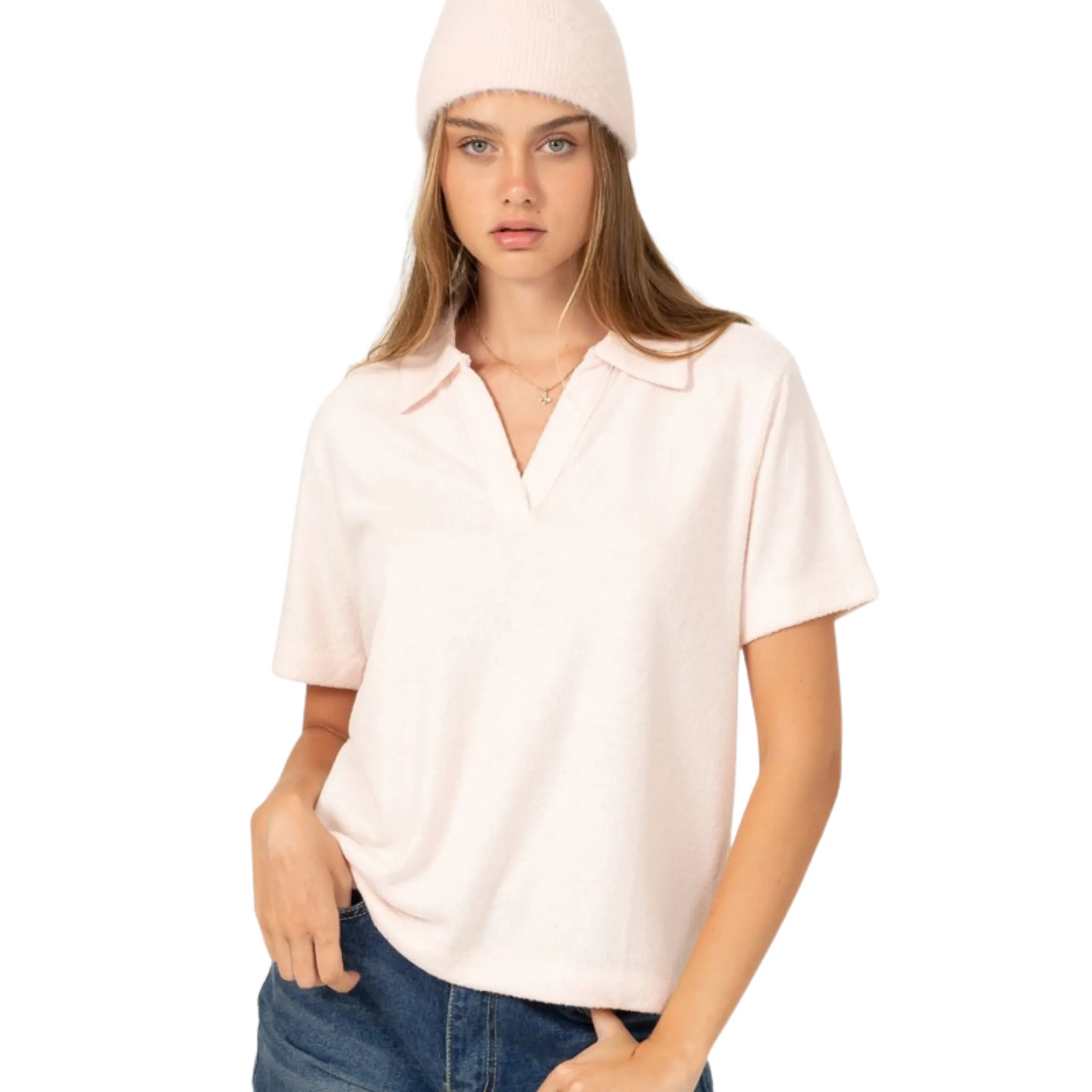 Collared Short Sleeve Top