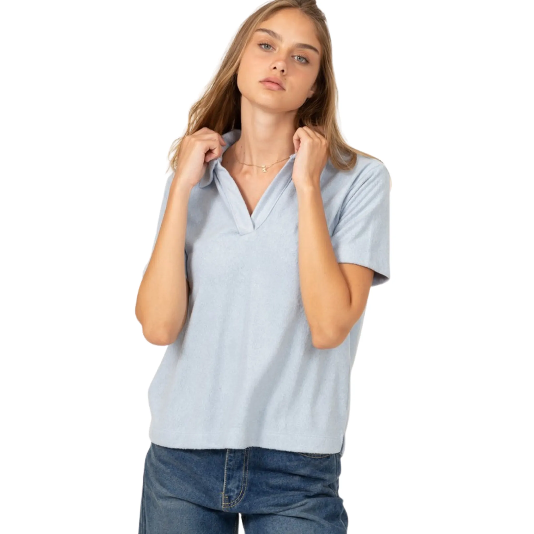Collared Short Sleeve Top