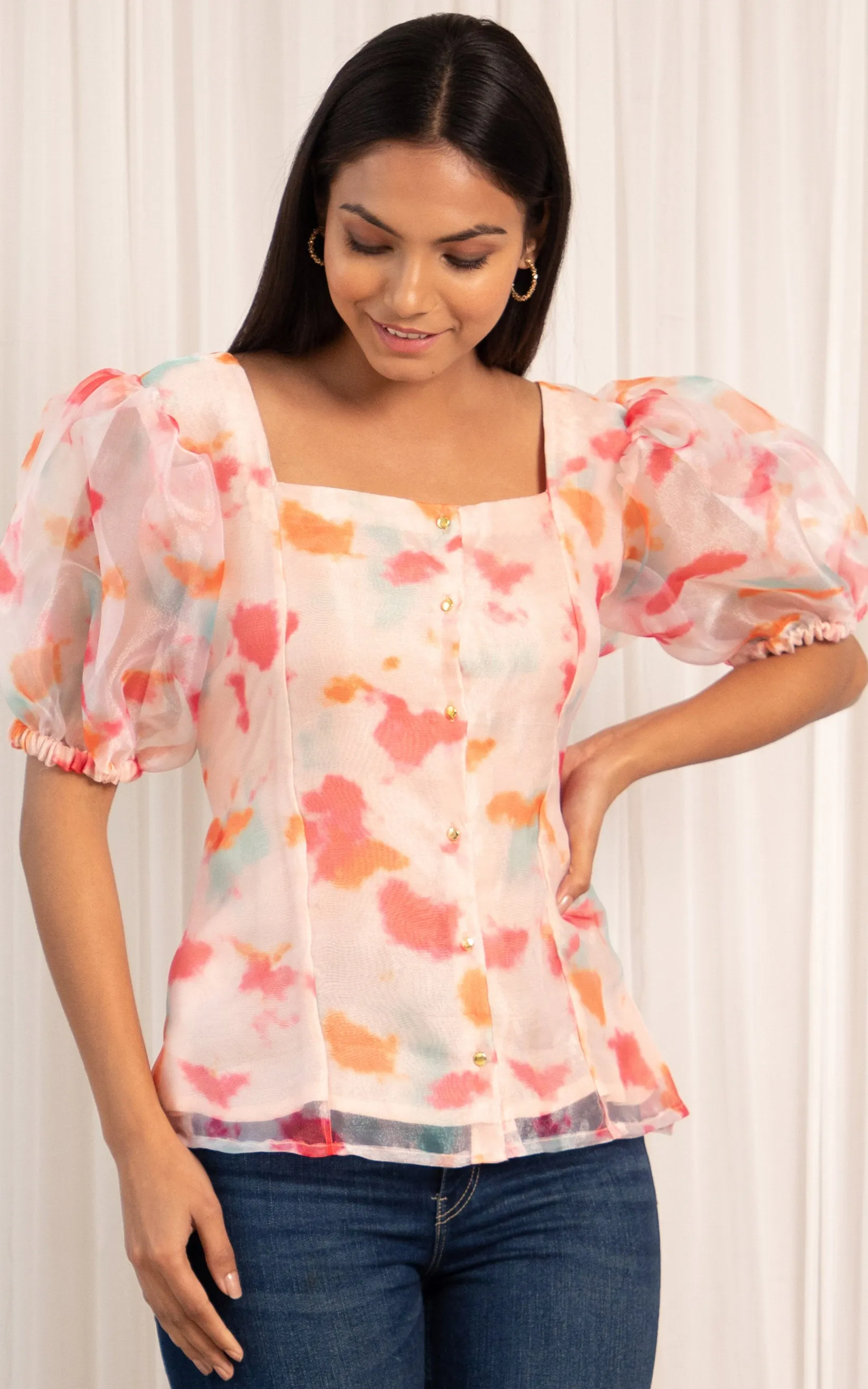 Color Splash Organza Top