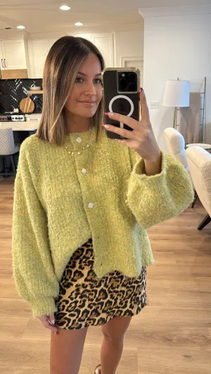 Confetti Sweater Cardigan, Lemon