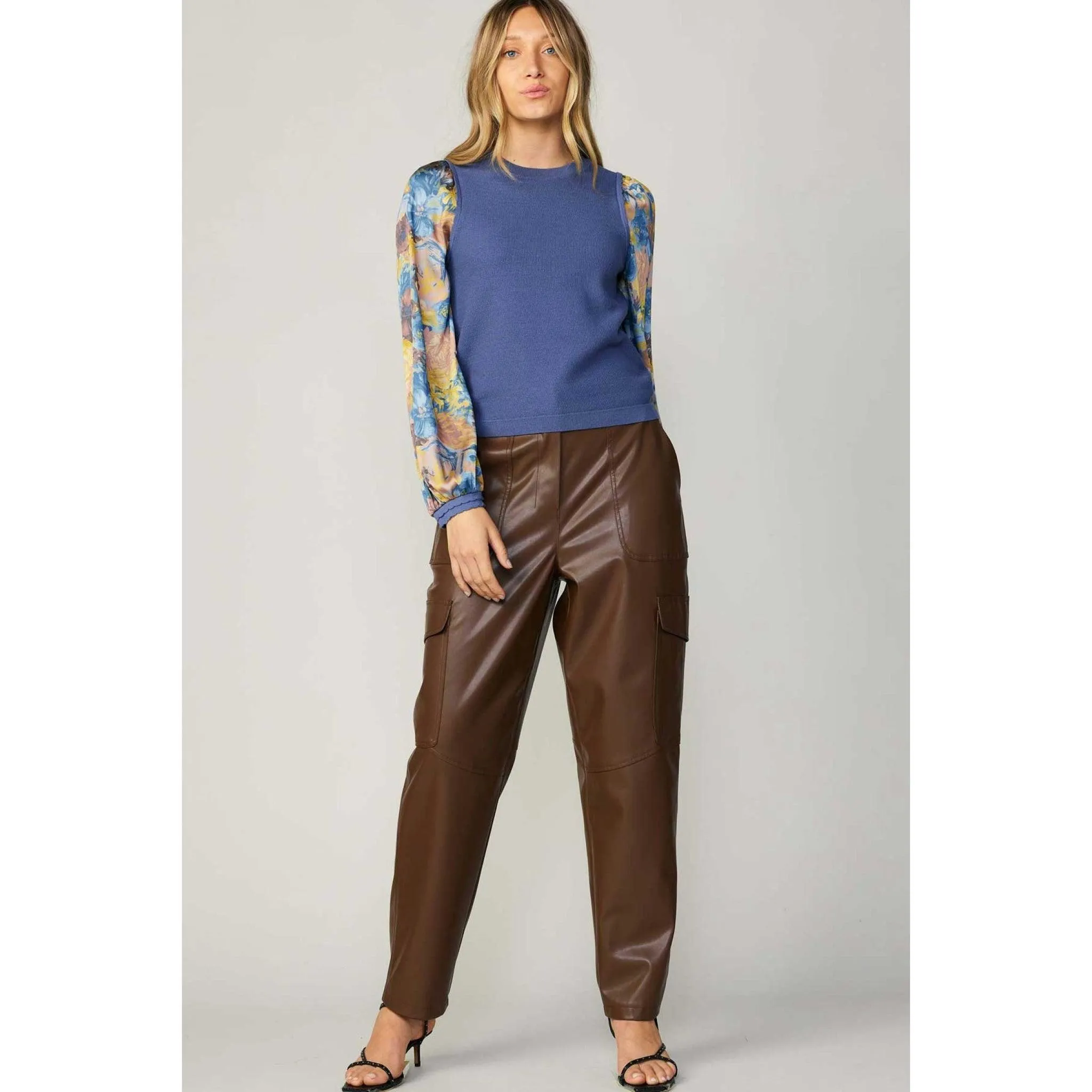 Contrast Sleeve Top - Blue