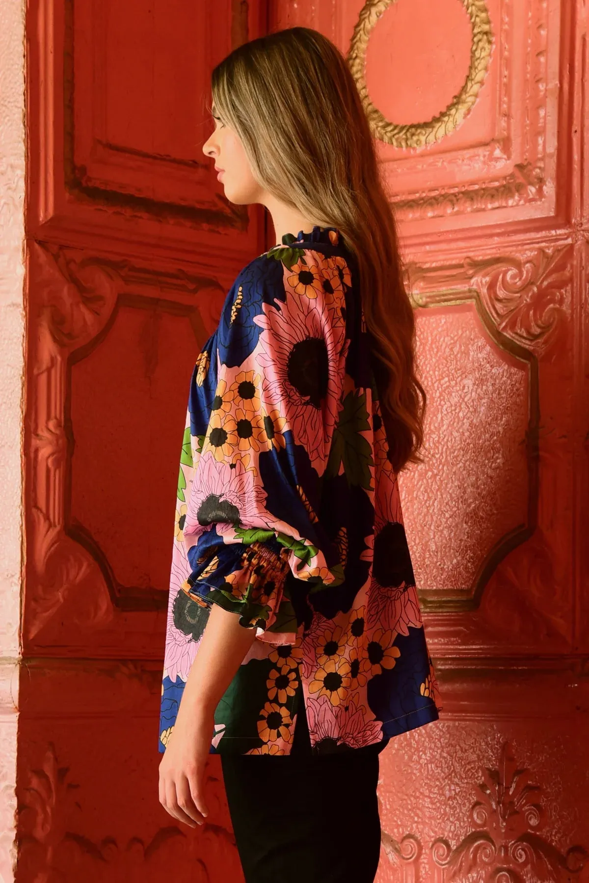 Coop On The Button Top - Floral