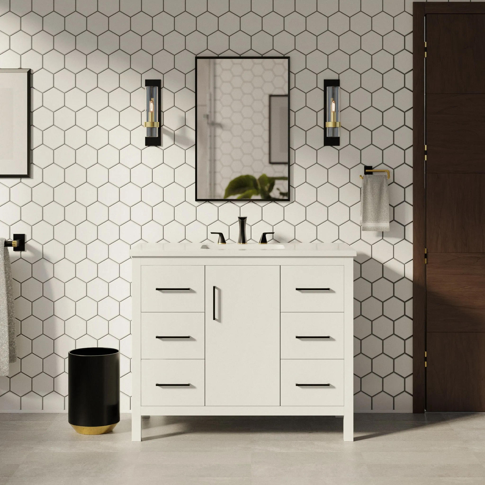 Copenhagen 42-inch Vanity with Engineered Marble Top