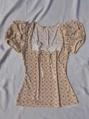 Coquette Bowknot Lace Floral Top