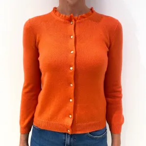 Coral Pink 3/4 Sleeved Cashmere Cardigan Small