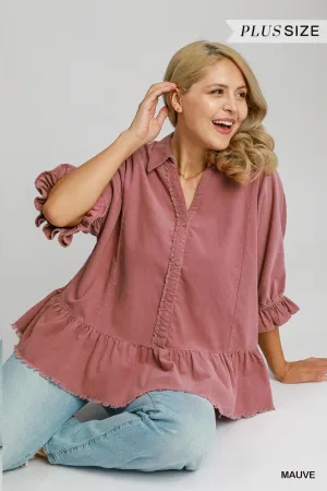 Corduroy Ruffle Top #007