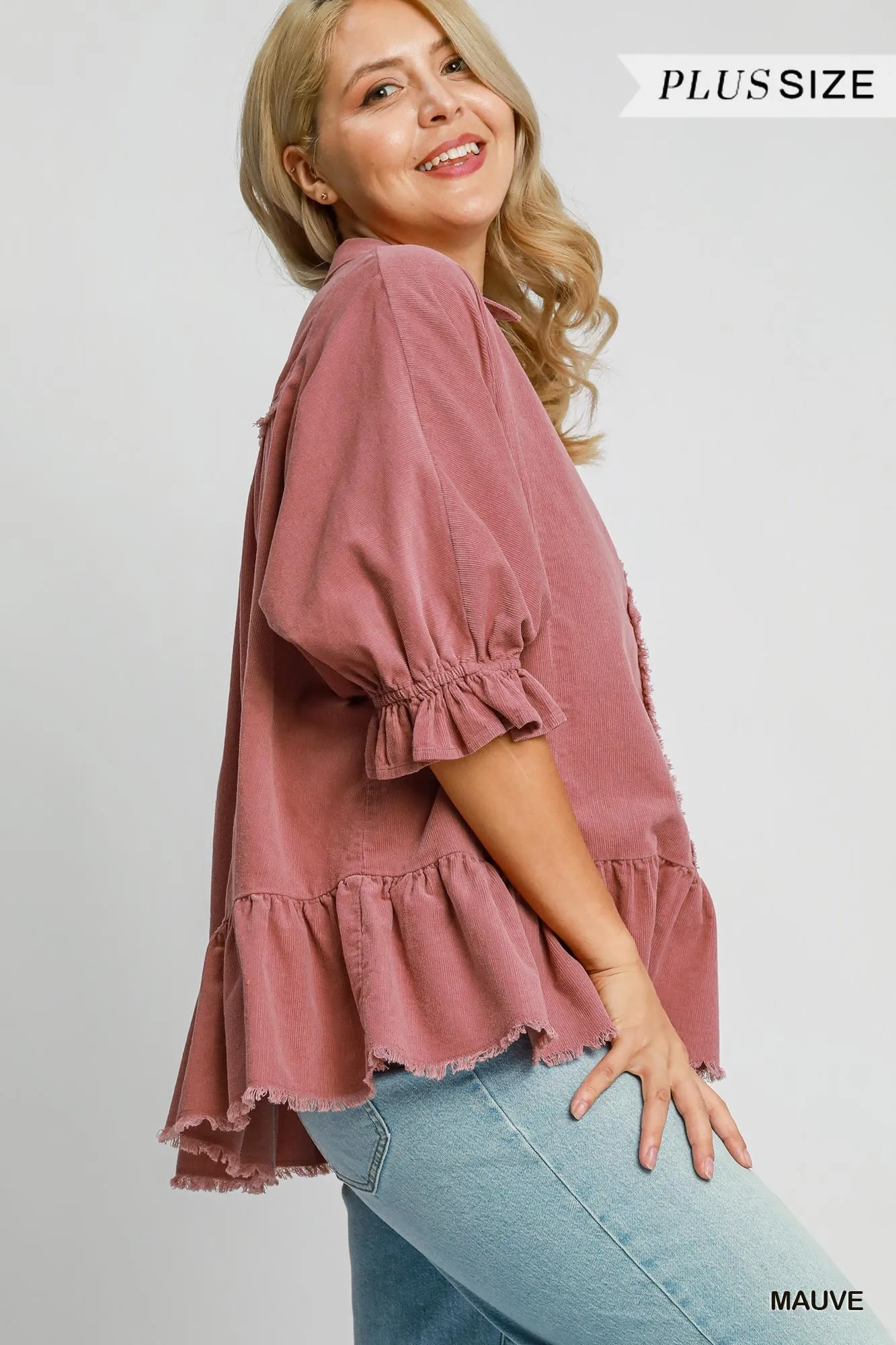 Corduroy Ruffle Top #007