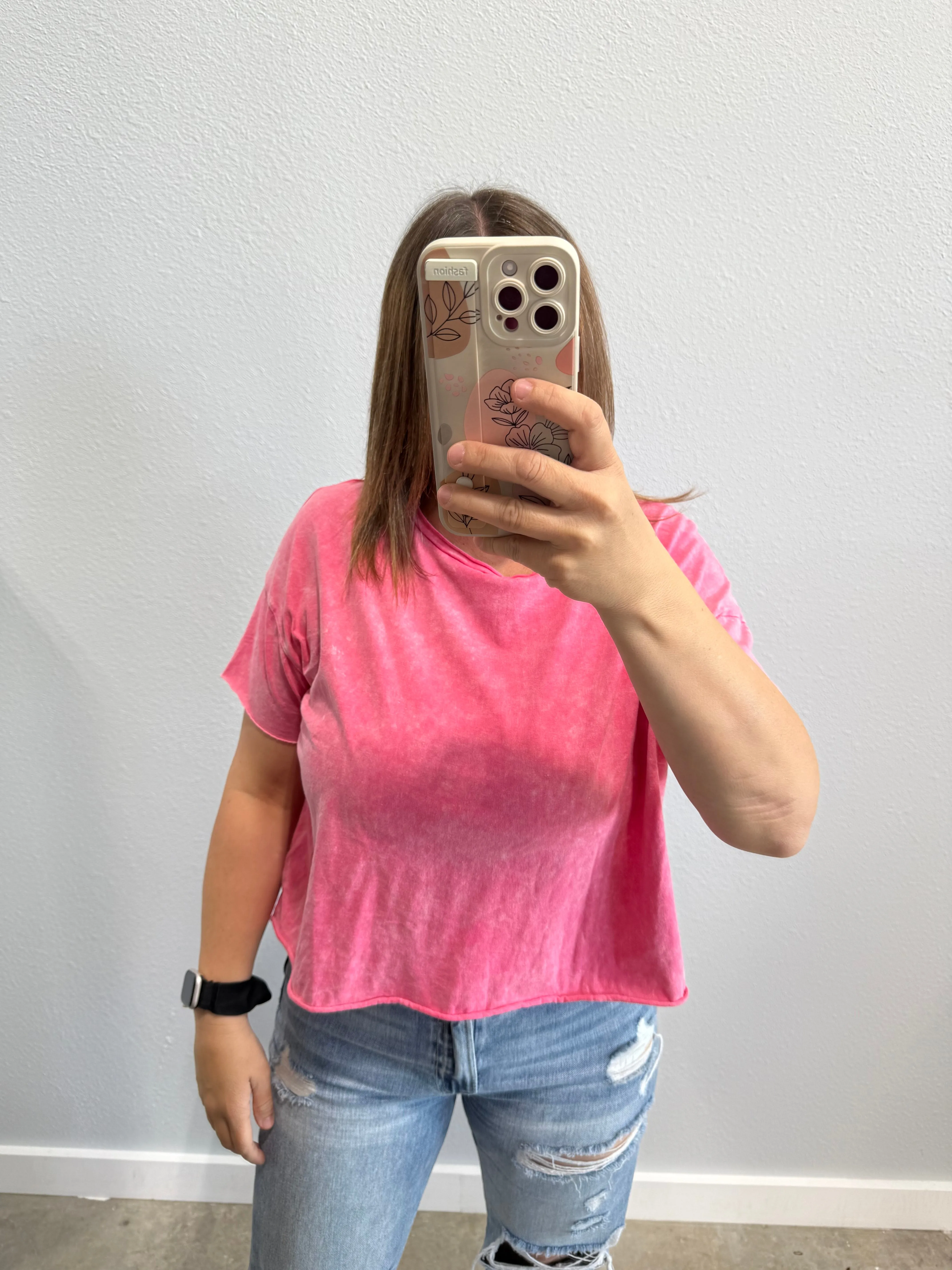 Cortney Casual Acid Wash Top