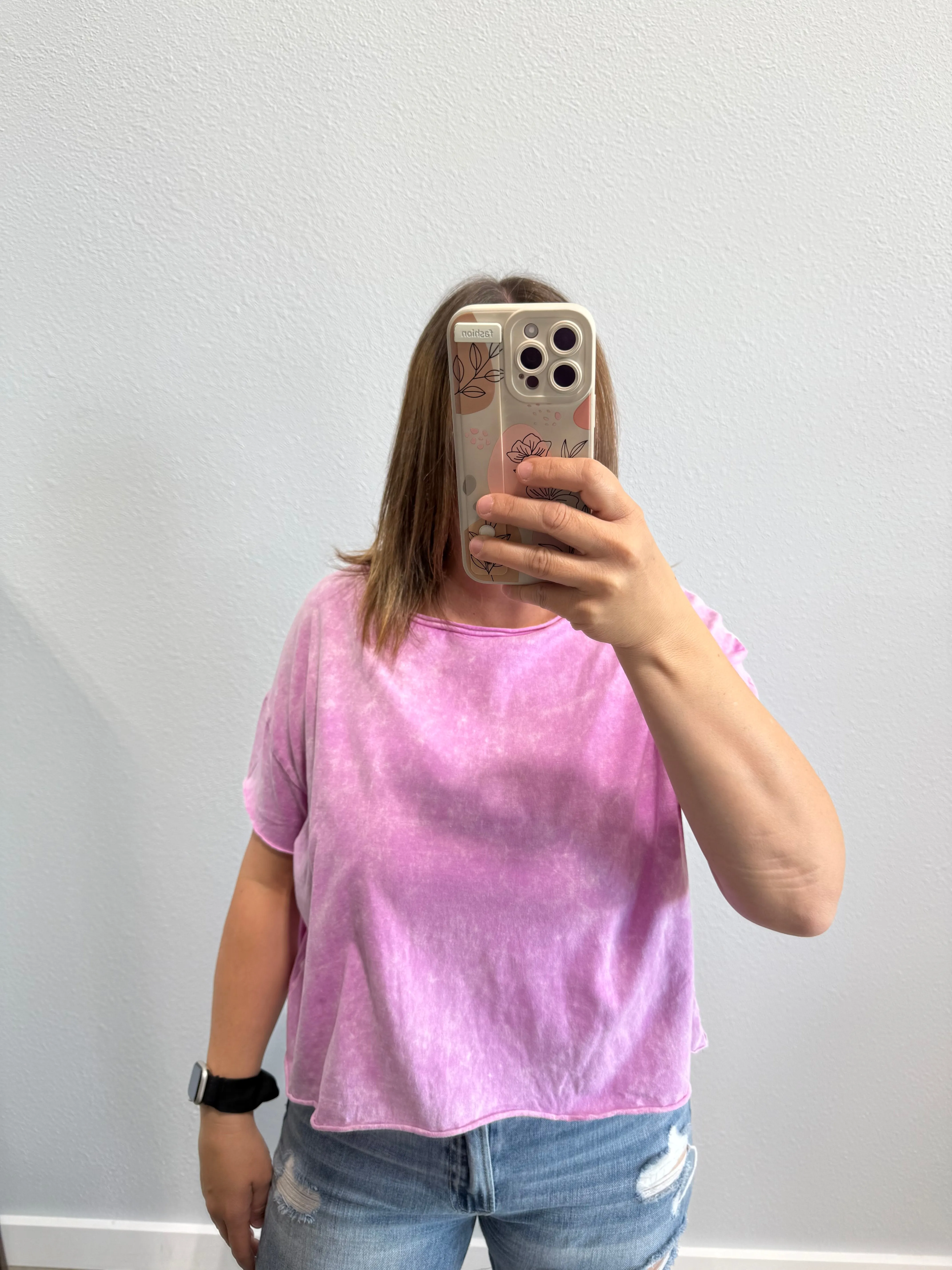 Cortney Casual Acid Wash Top