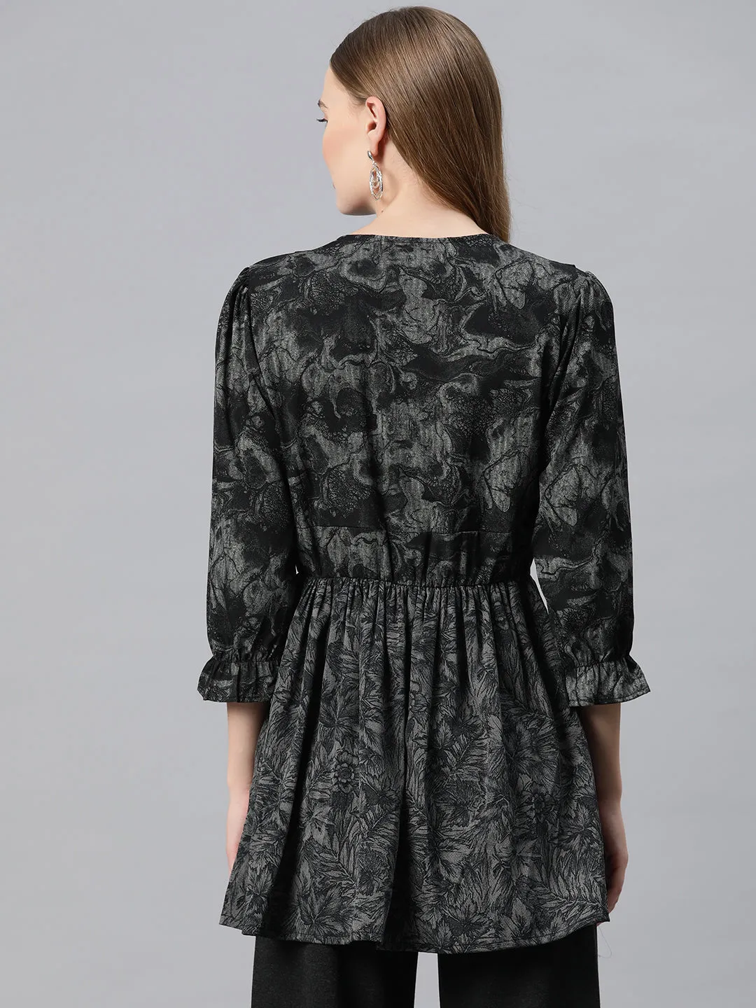 Cottinfab Floral Print Crepe Top