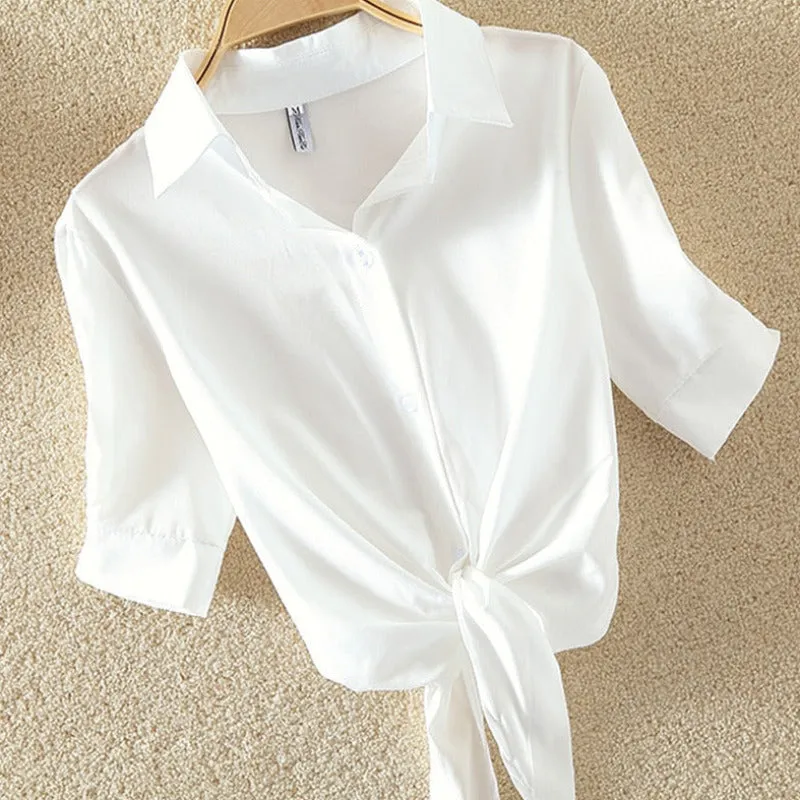 Cotton Short Sleeve Blouse Shirt