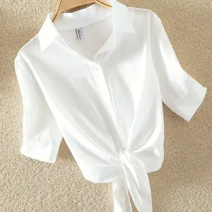 Cotton Short Sleeve Blouse Shirt