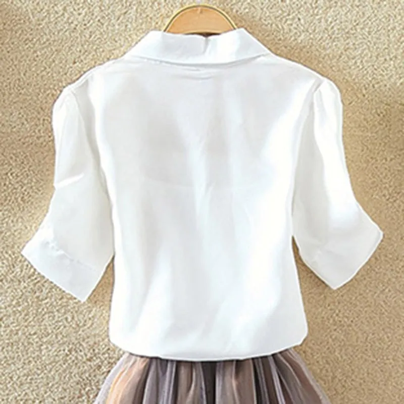 Cotton Short Sleeve Blouse Shirt