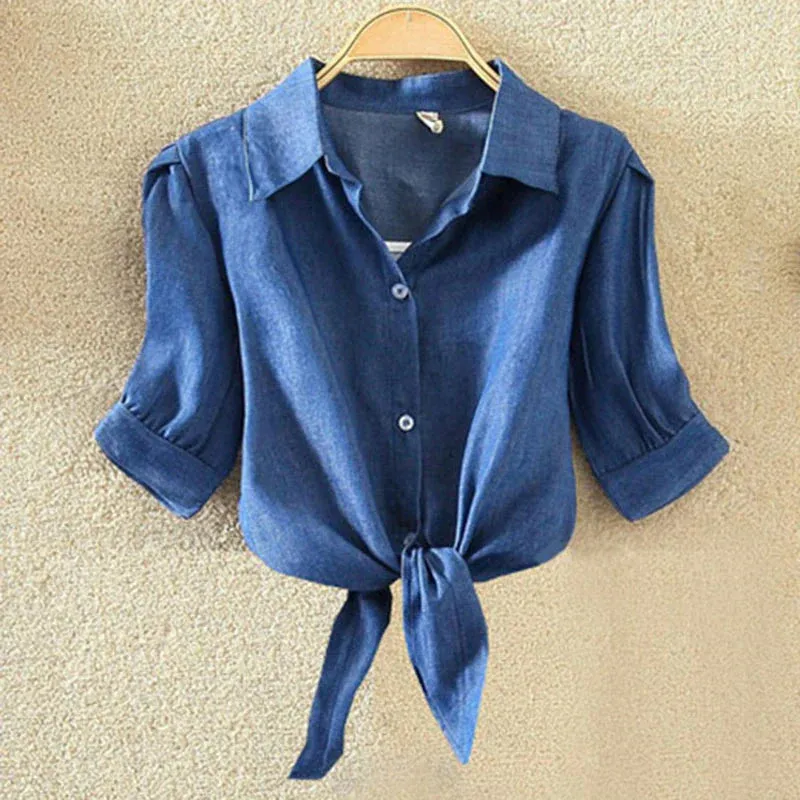 Cotton Short Sleeve Blouse Shirt