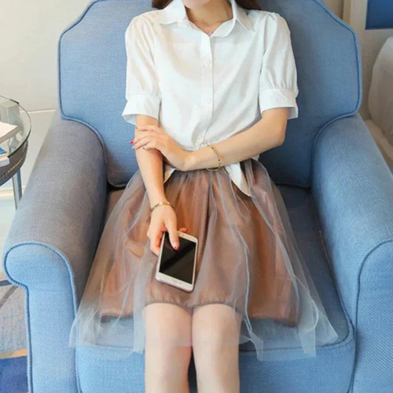 Cotton Short Sleeve Blouse Shirt