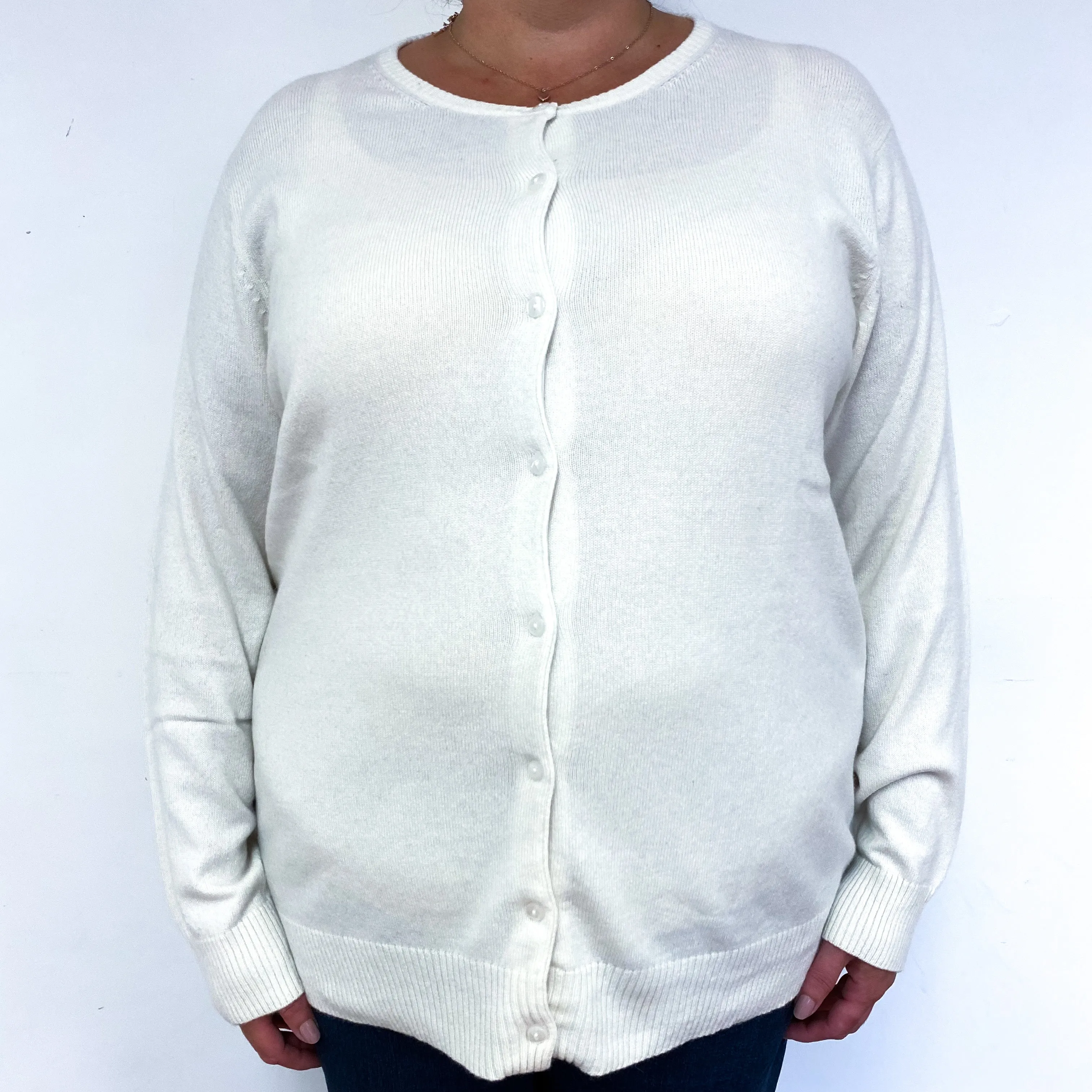 Cream Cashmere Crew Neck Cardigan Extra Large