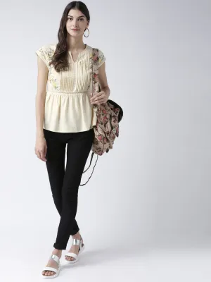 Cream Embroidered Top
