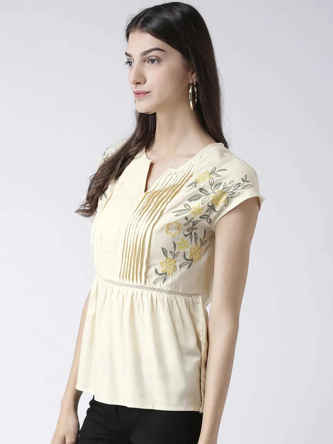 Cream Embroidered Top