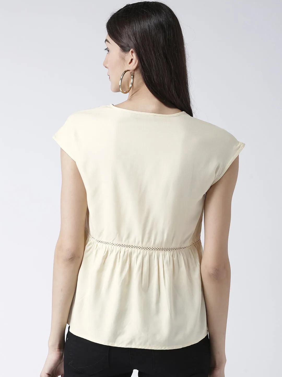 Cream Embroidered Top