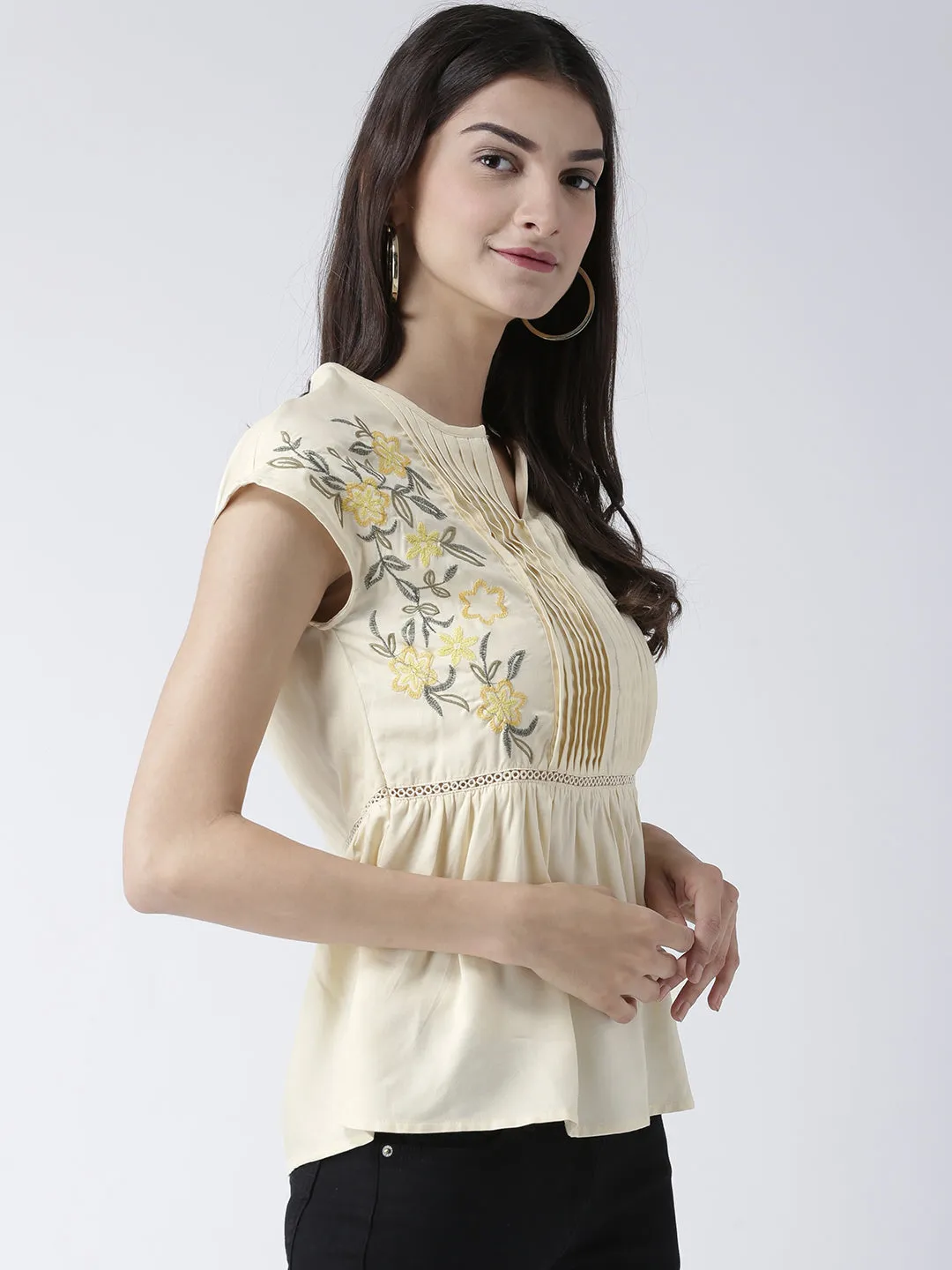 Cream Embroidered Top