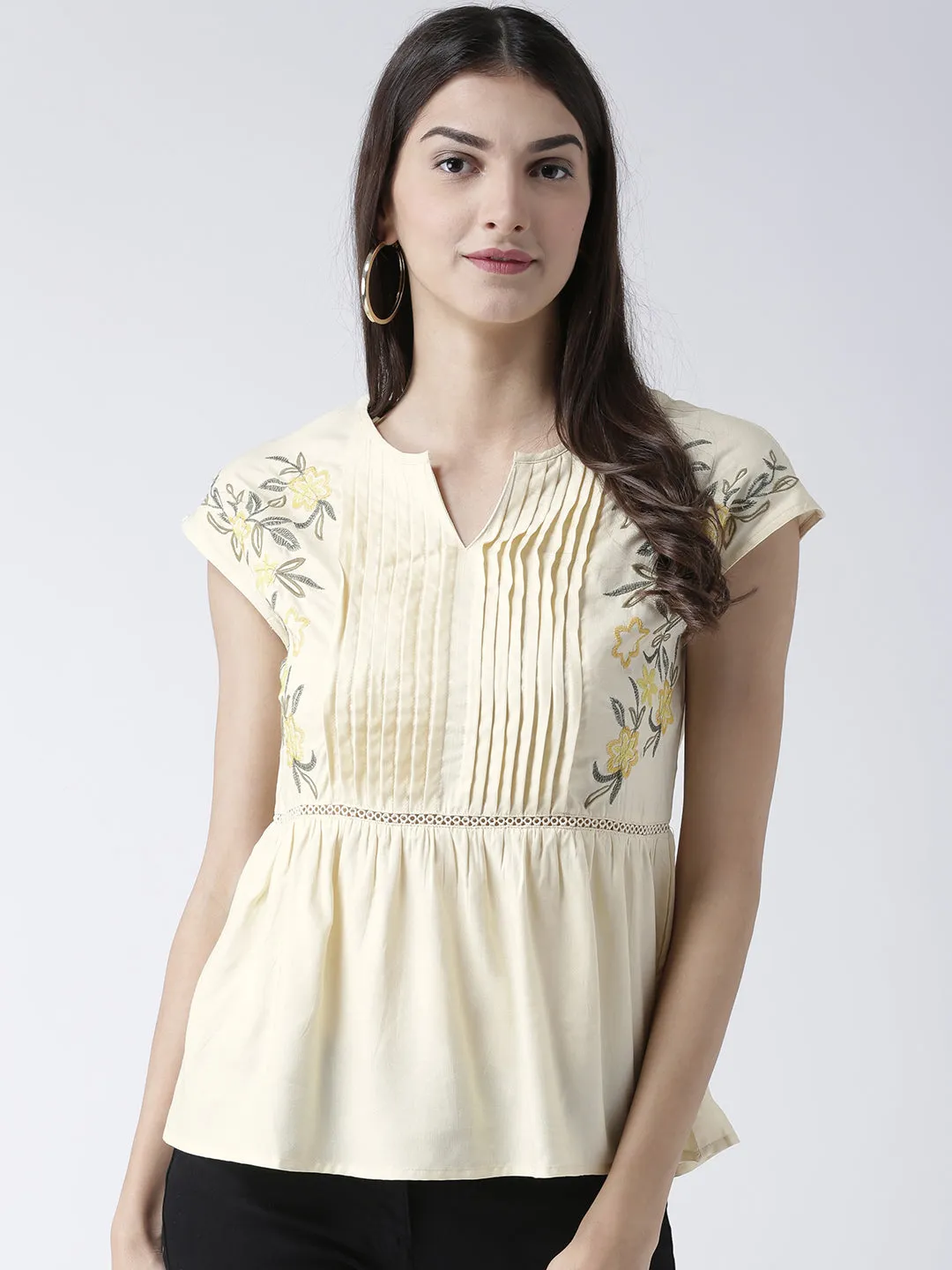 Cream Embroidered Top