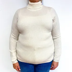Cream Lightweight Cashmere Polo Neck Jumper Extra Large